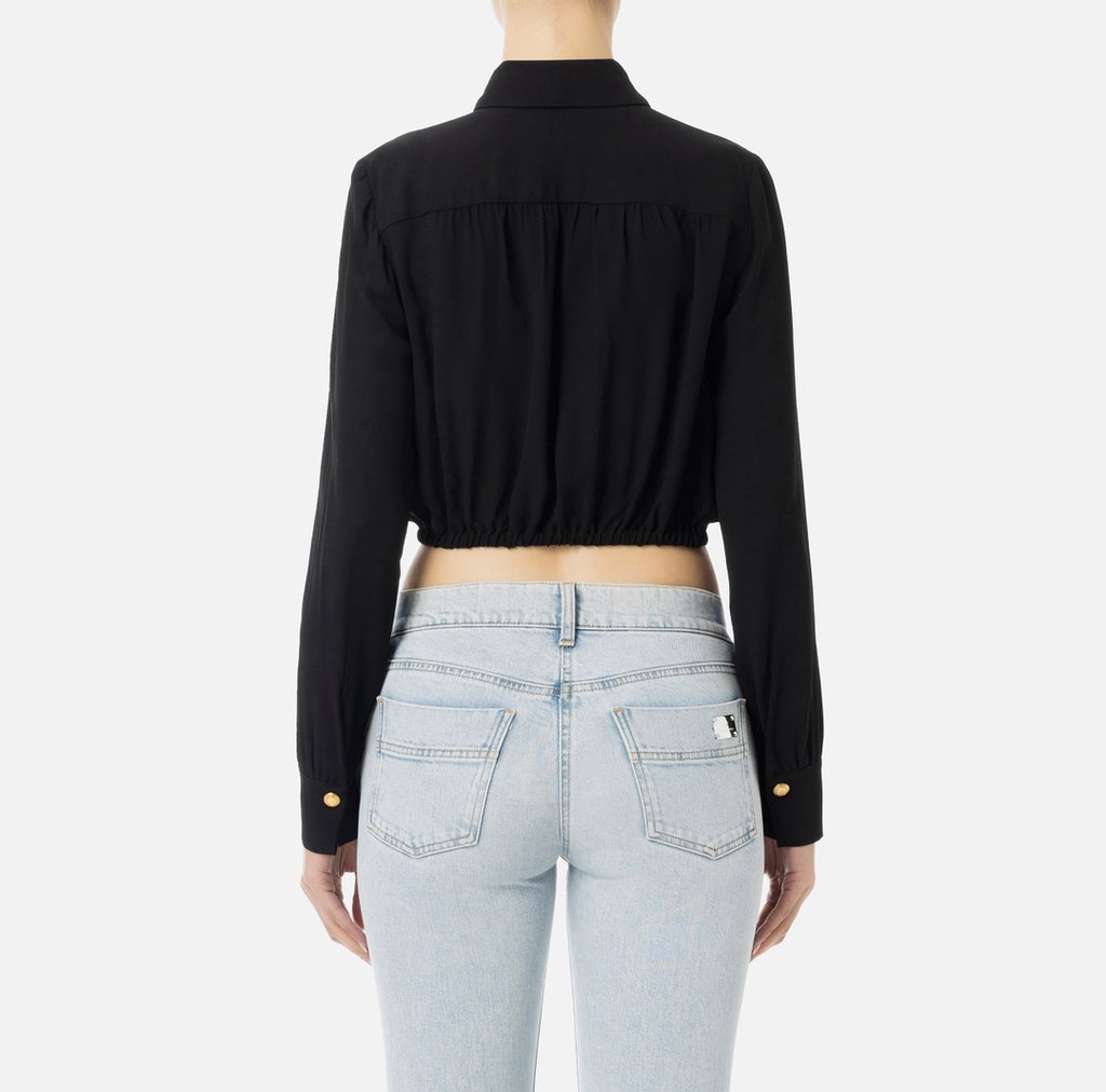 ELS-CA06146 BLACK BOW BLOUSE