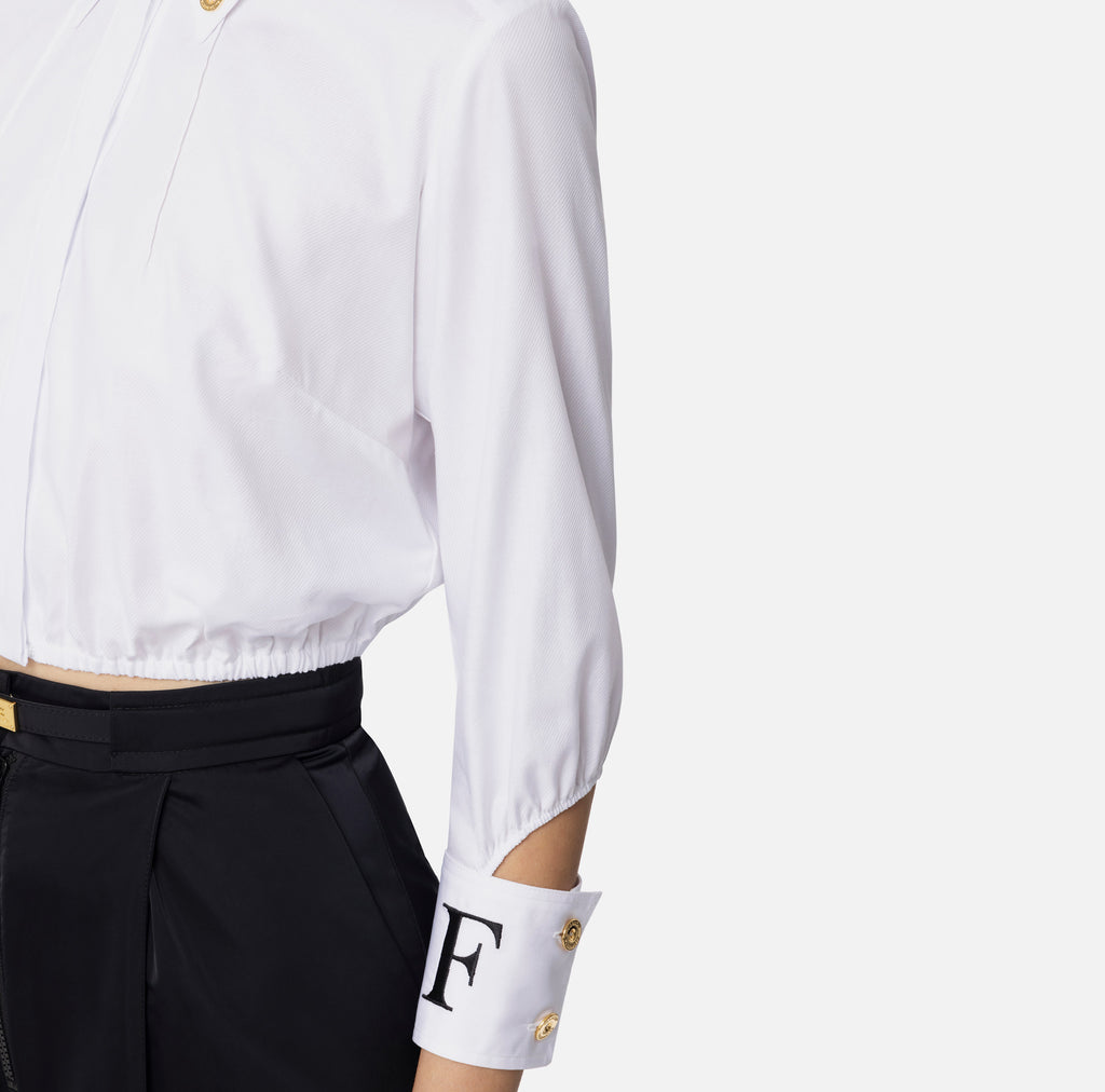 ELS-CA08751 CREAM POPLIN CUFF BLOUSE
