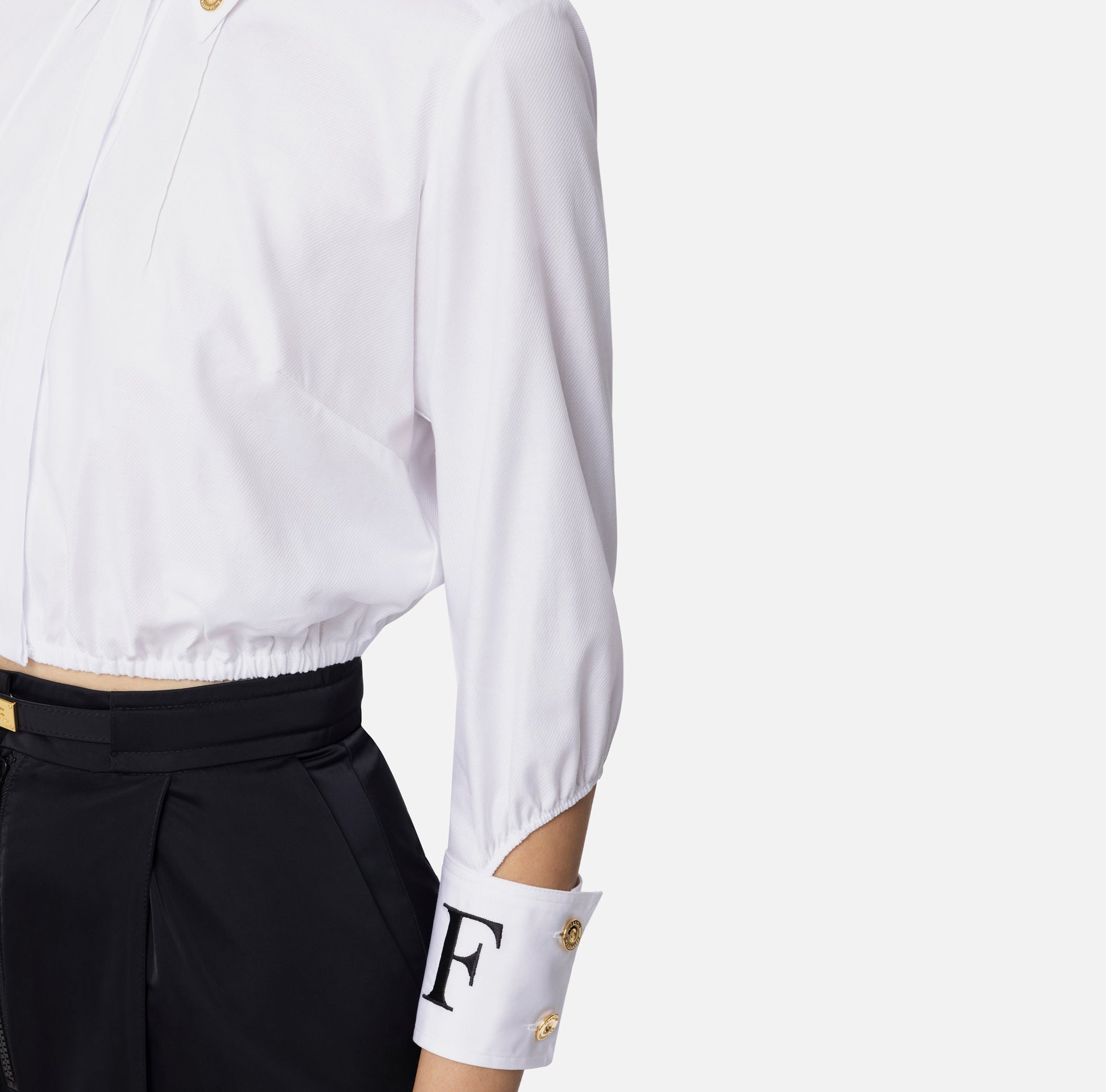 ELS-CA08751 CREAM POPLIN CUFF BLOUSE