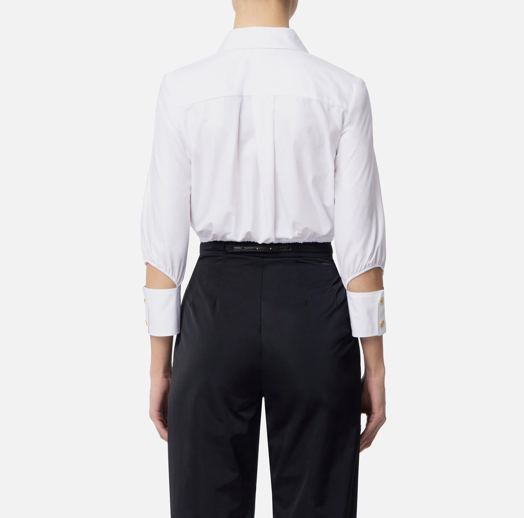 ELS-CA08751 CREAM POPLIN CUFF BLOUSE