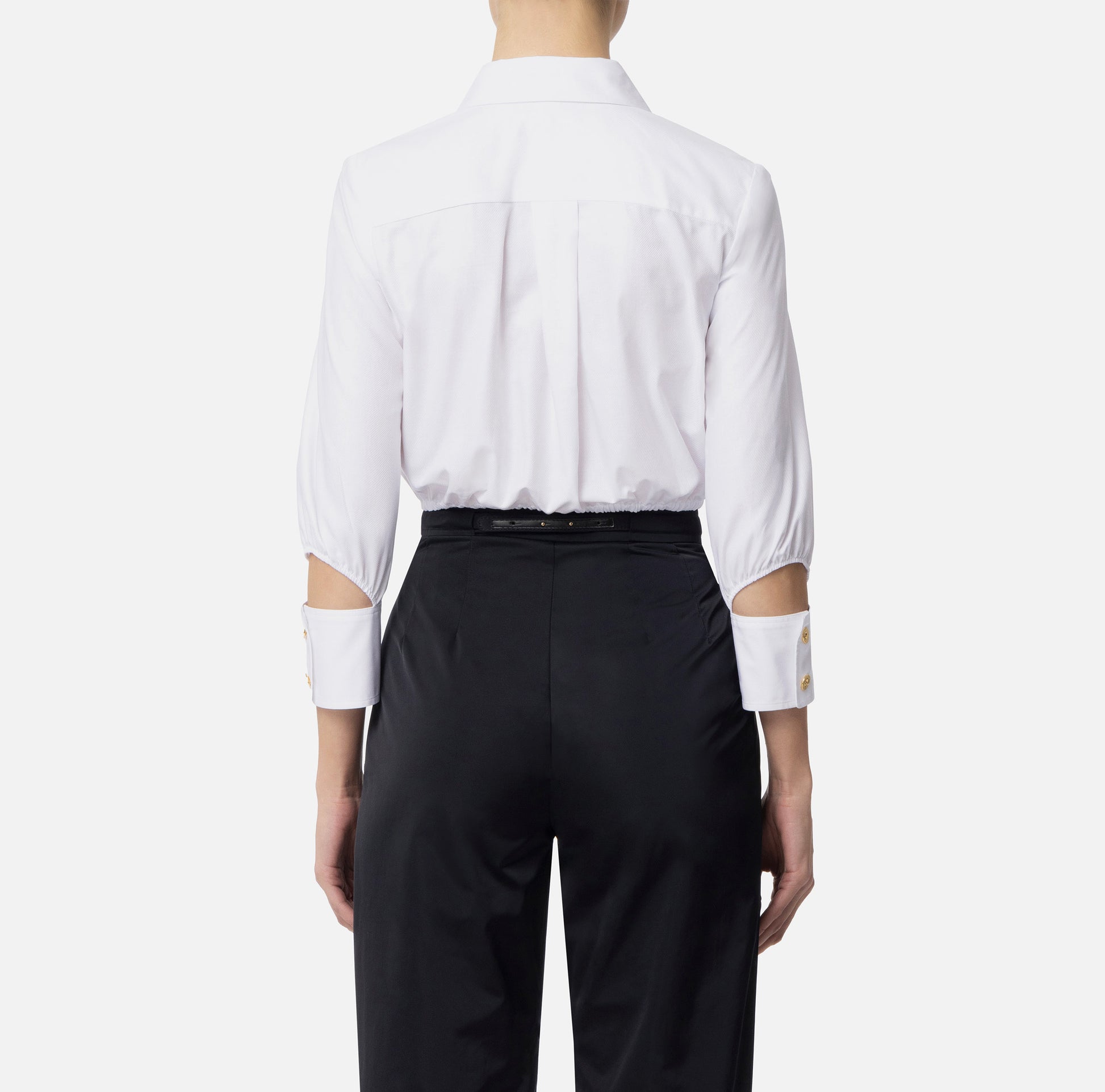 ELS-CA08751 CREAM POPLIN CUFF BLOUSE