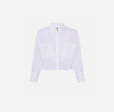 ELS-CA09752 WHITE SCALLOP POCKET BLOUSE