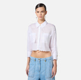 ELS-CA09752 WHITE SCALLOP POCKET BLOUSE