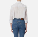 ELS-CA09752 BLUE SCALLOP POCKET BLOUSE