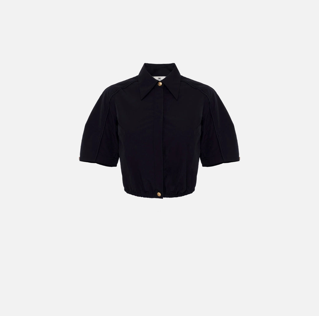ELS-CA10051 BLACK CROP BLOUSE