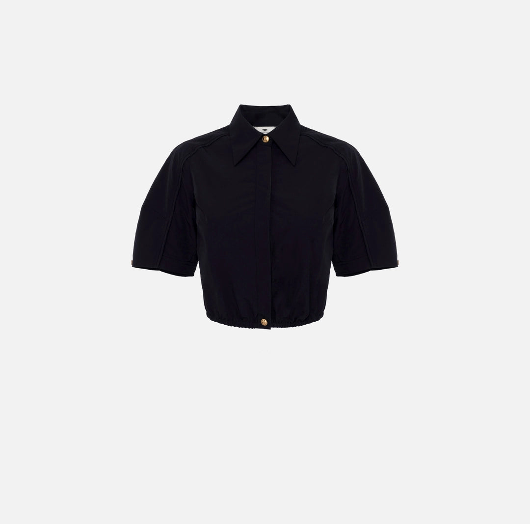 ELS-CA10051 BLACK CROP BLOUSE
