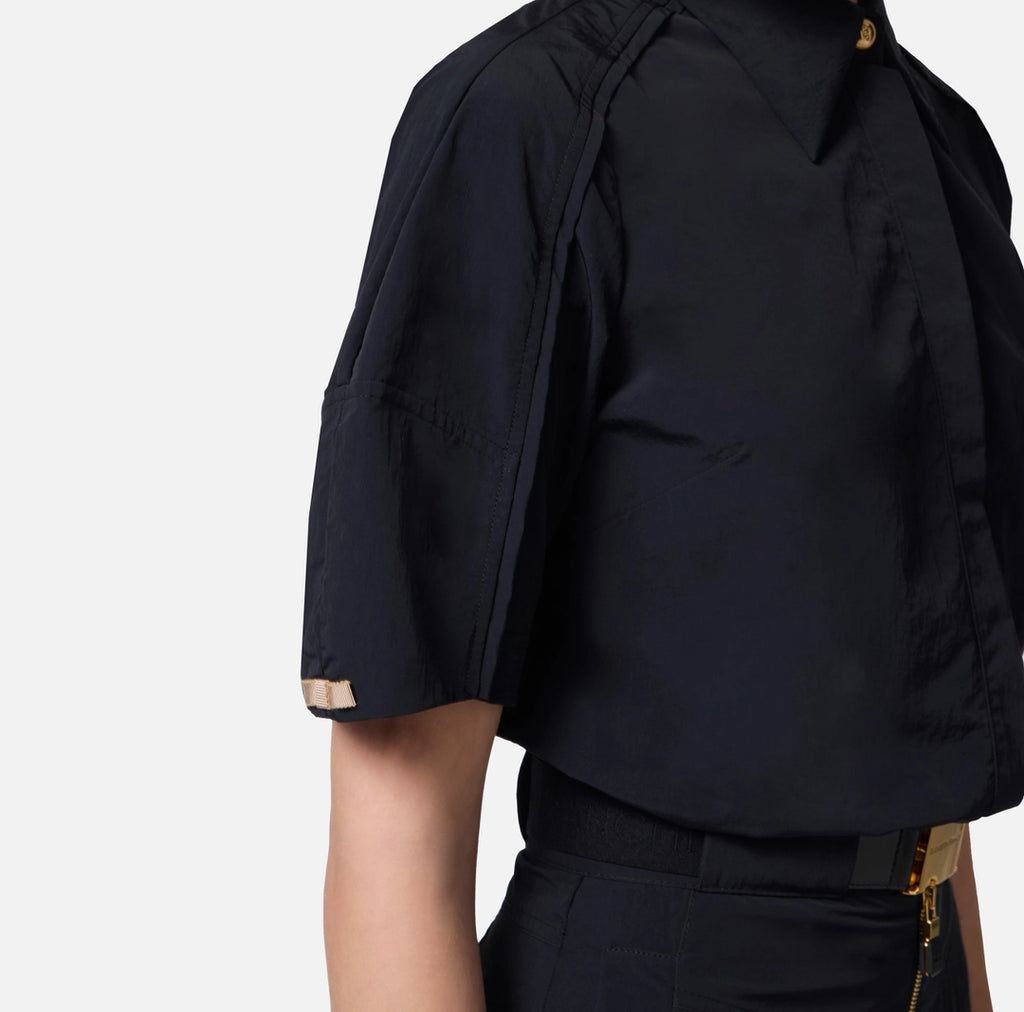 ELS-CA10051 BLACK CROP BLOUSE