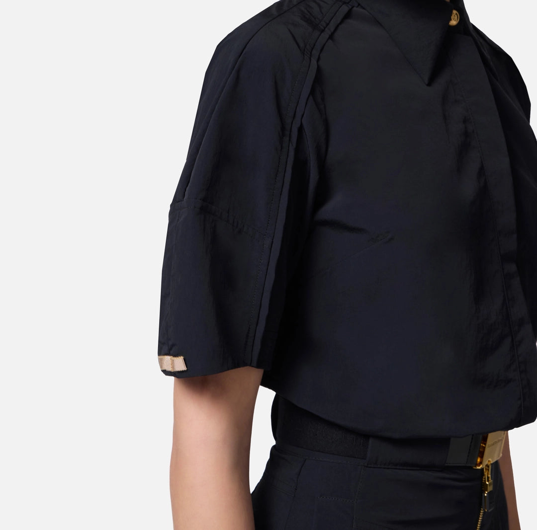 ELS-CA10051 BLACK CROP BLOUSE