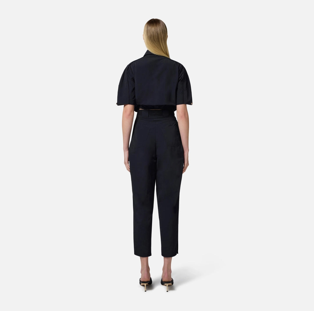ELS-CA10051 BLACK CROP BLOUSE