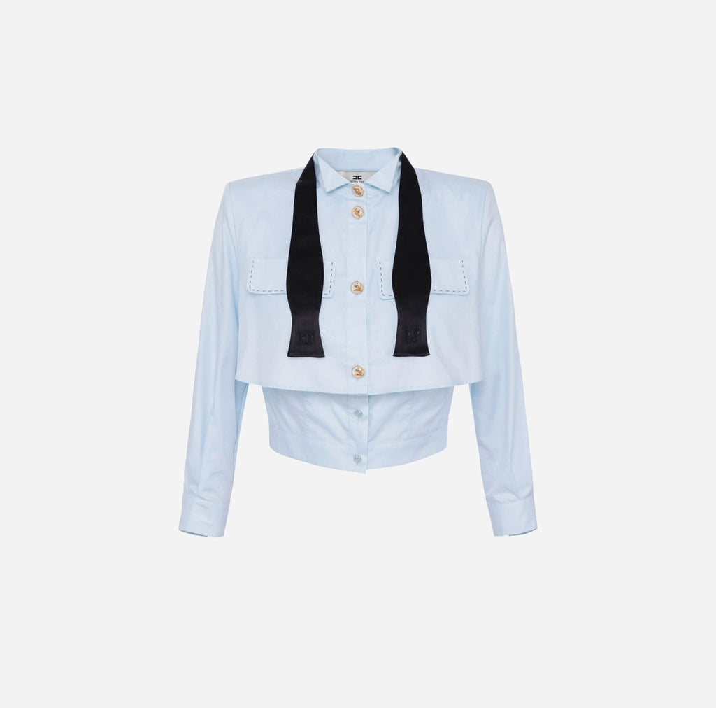 ELS-CA10251 WHITE&BLACK BLOUSE