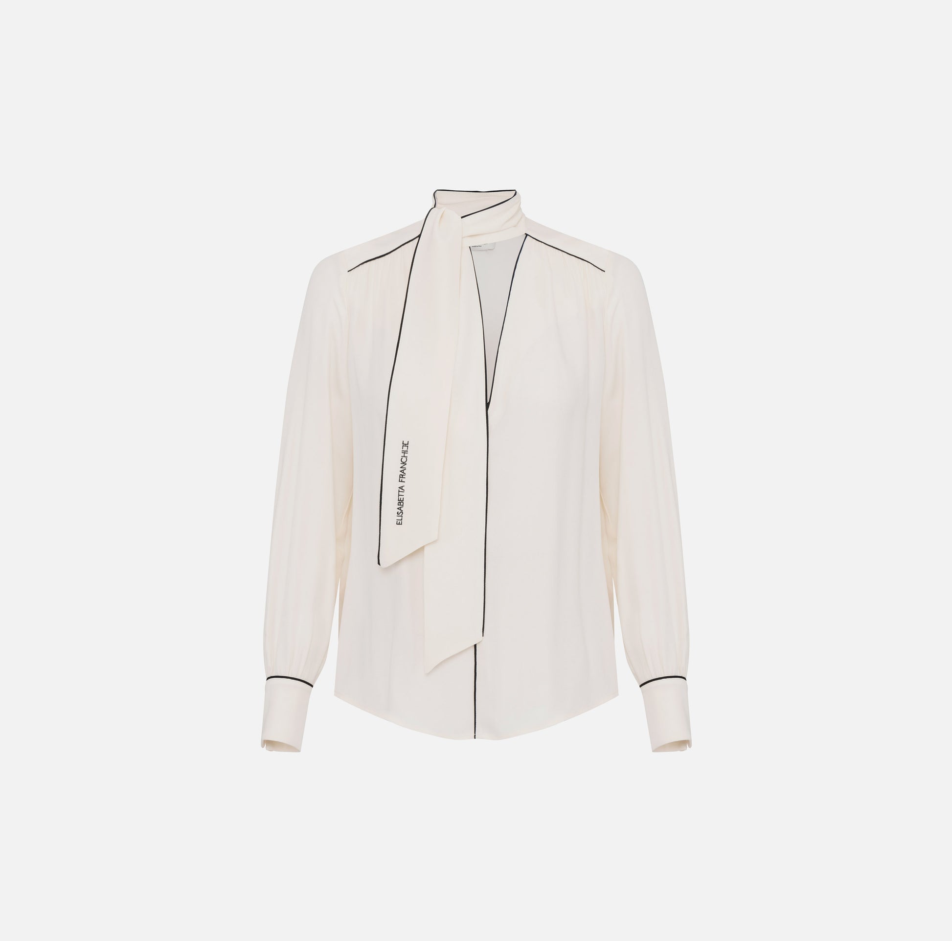 ELS-CA10451 CREAM NECKTIE GEORGETTE BLOUSE