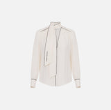 ELS-CA10451 CREAM NECKTIE GEORGETTE BLOUSE