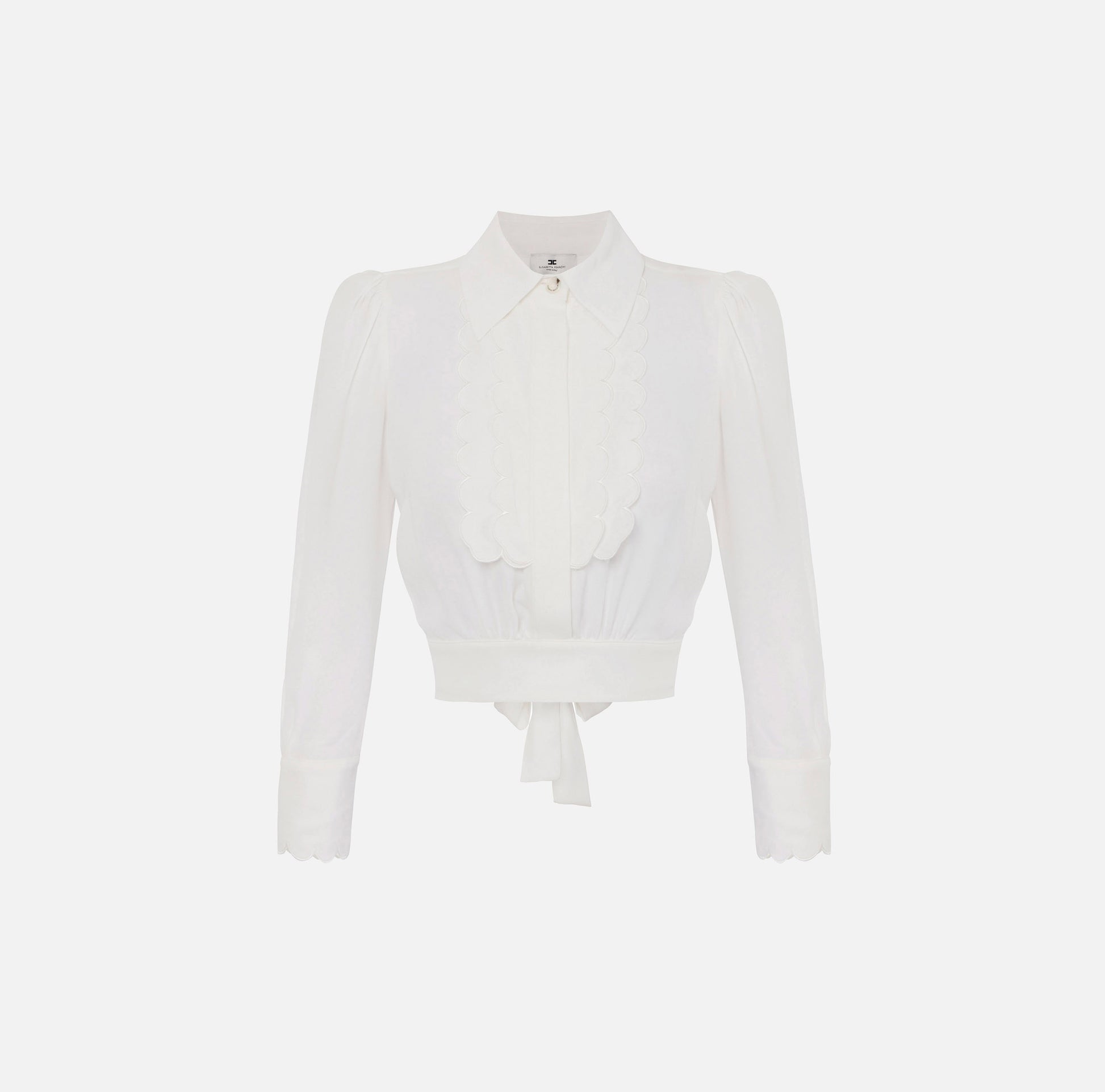ELS-CA11452 IVORY FRILL CROP BLOUSE