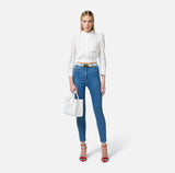 ELS-CA11452 IVORY FRILL CROP BLOUSE