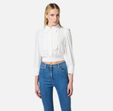 ELS-CA11452 IVORY FRILL CROP BLOUSE