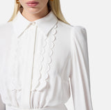 ELS-CA11452 IVORY FRILL CROP BLOUSE