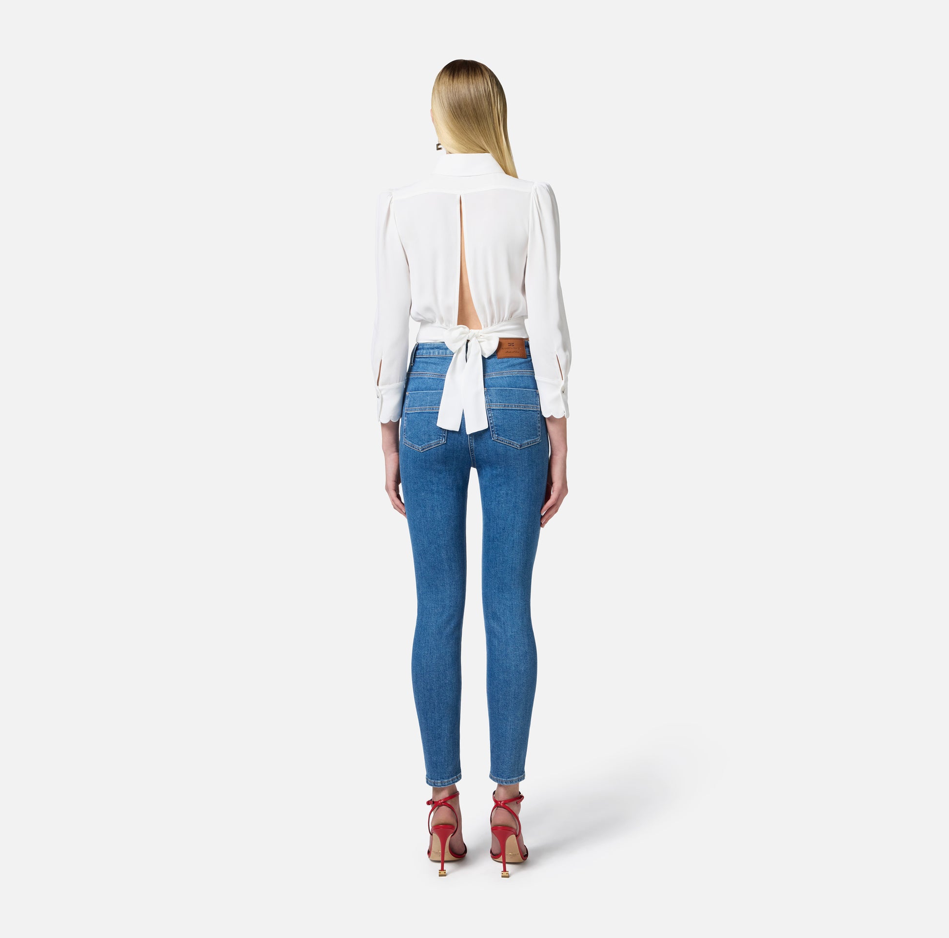 ELS-CA11452 IVORY FRILL CROP BLOUSE