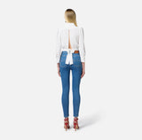 ELS-CA11452 IVORY FRILL CROP BLOUSE