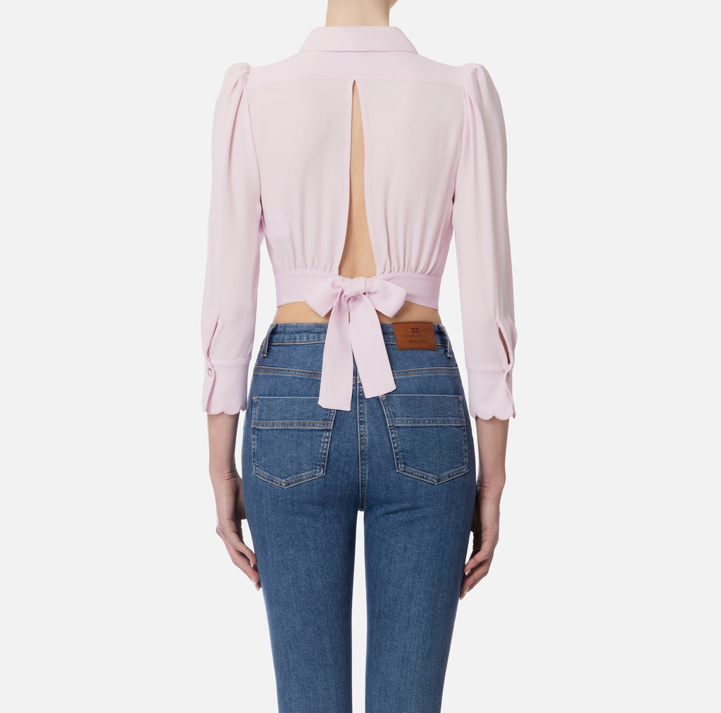 ELS-CA11452 MINT FRILL CROP BLOUSE