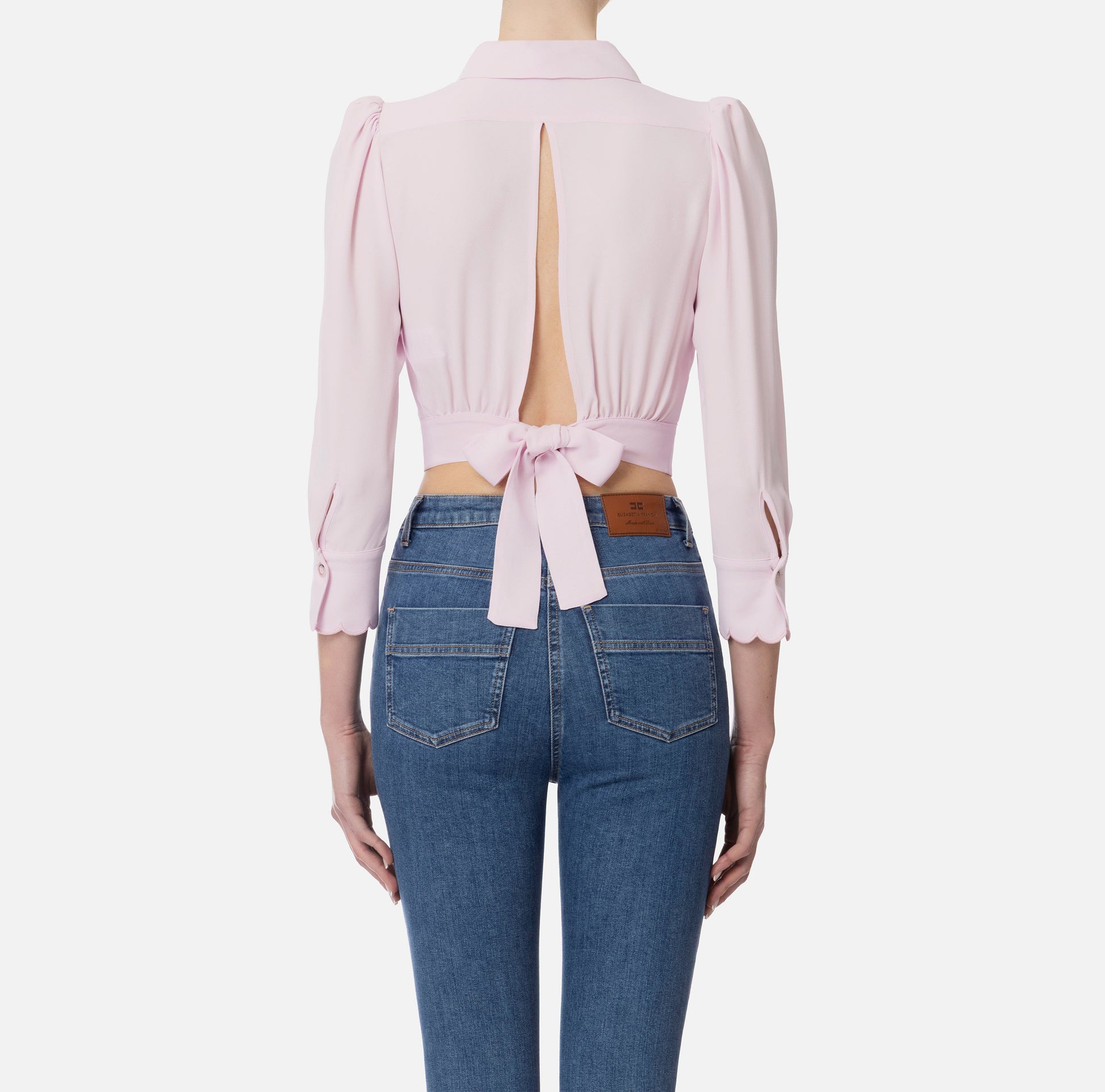 ELS-CA11452 MINT FRILL CROP BLOUSE