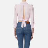 ELS-CA11452 MINT FRILL CROP BLOUSE