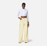 ELS-CA11752 WHITE CROP POCKET BLOUSE