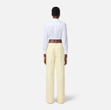 ELS-CA11752 WHITE CROP POCKET BLOUSE