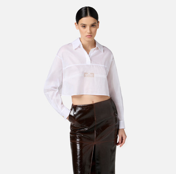 ELS-CA12056E2 WHITE GRAPHIC BLOUSE