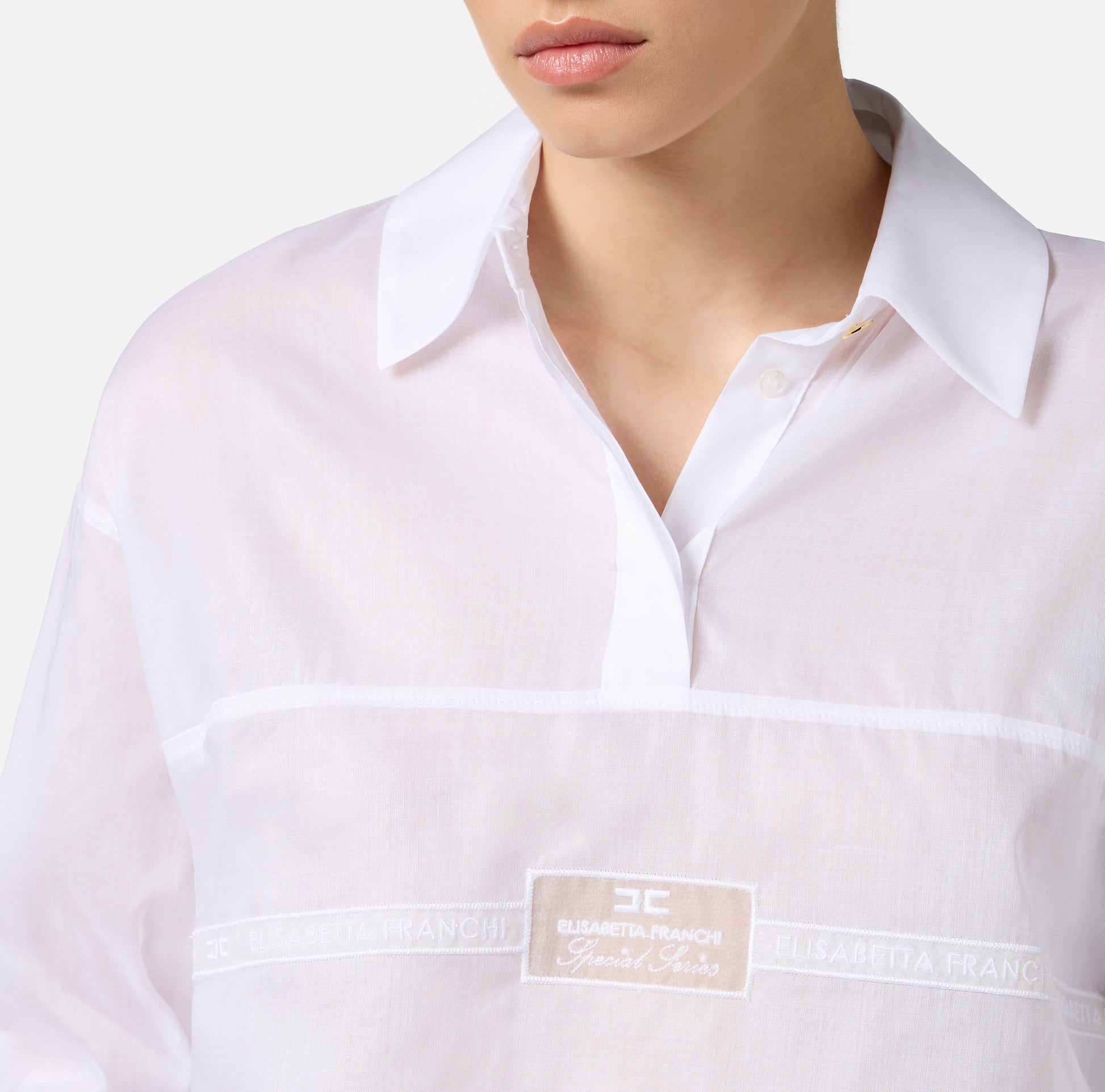 ELS-CA12056E2 WHITE GRAPHIC BLOUSE