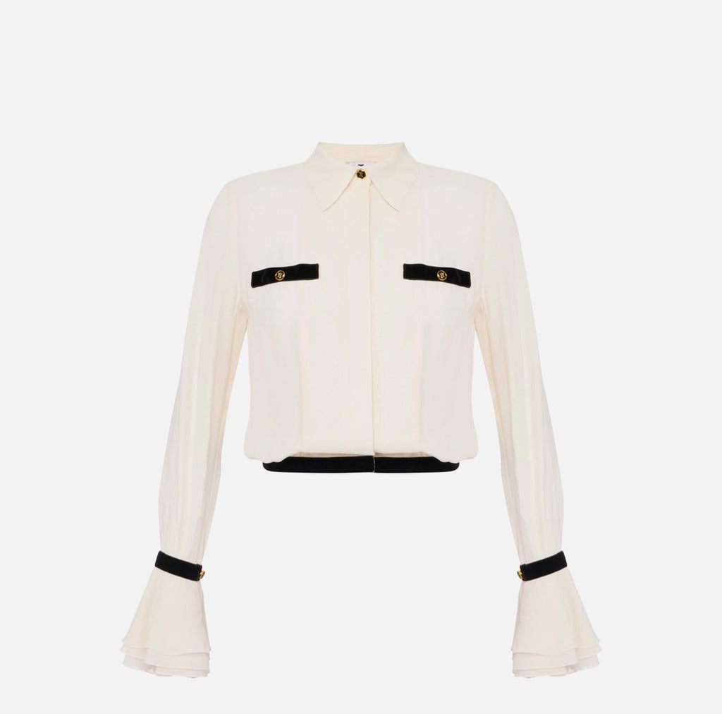 ELS-CA13157 IVORY JEWEL BUTTONS BLOUSE
