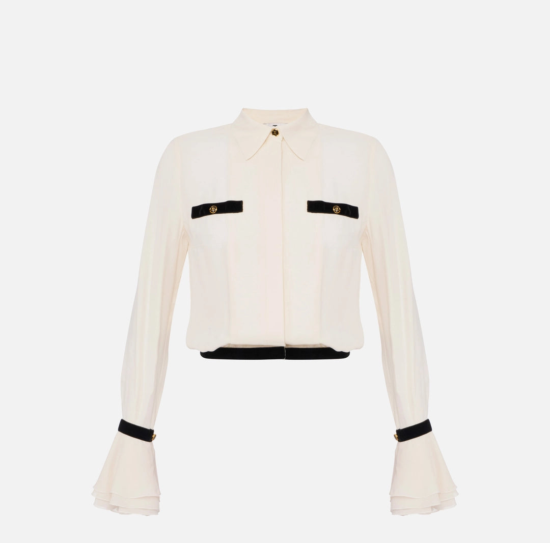 ELS-CA13157 IVORY JEWEL BUTTONS BLOUSE