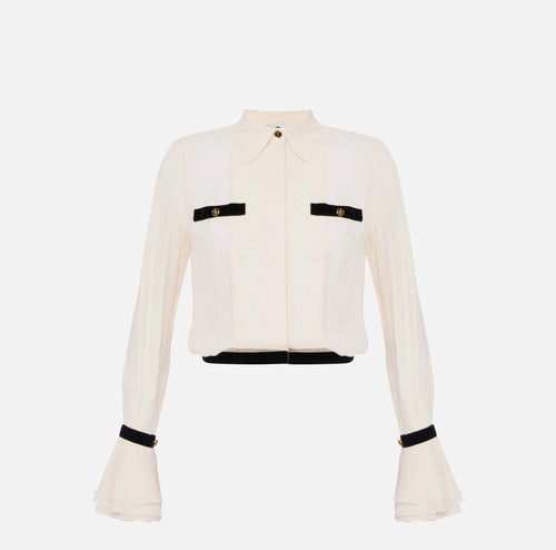 ELS-CA13157 IVORY JEWEL BUTTONS BLOUSE