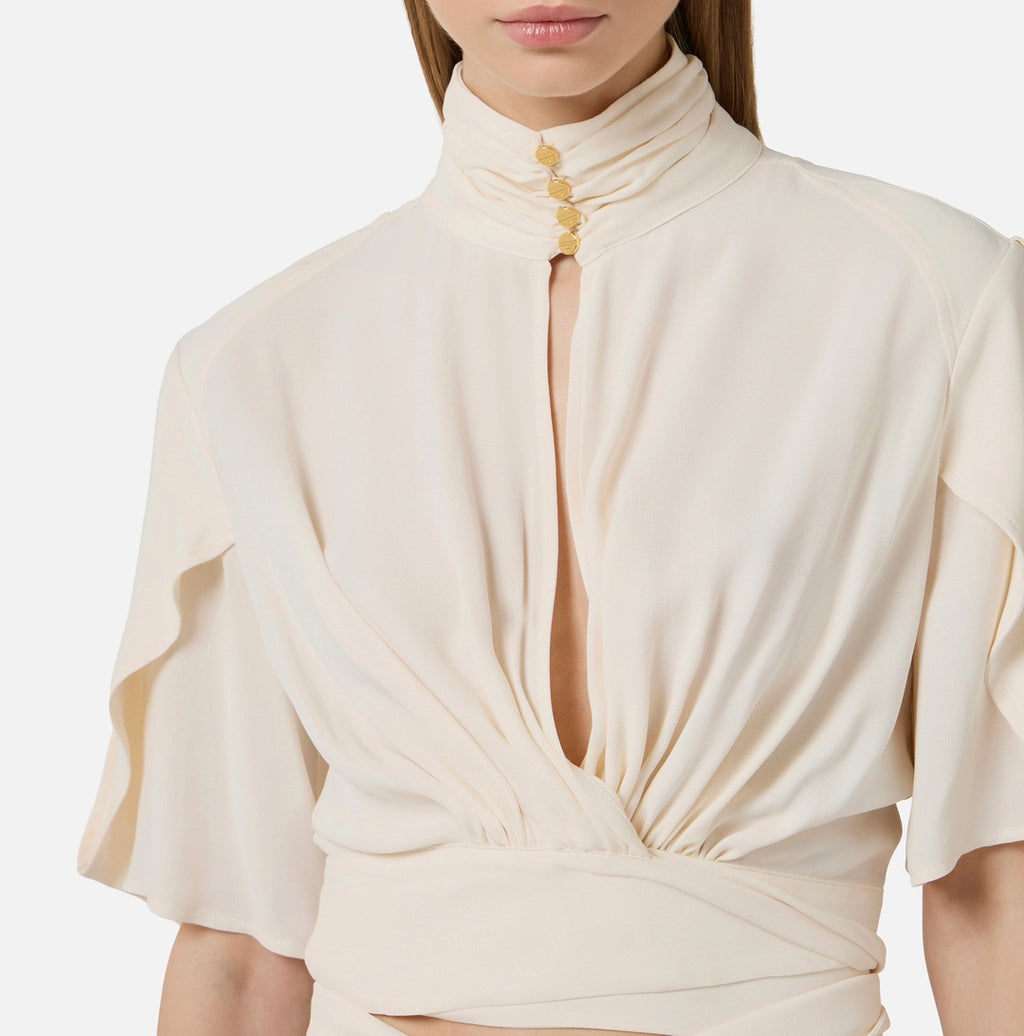 ELS-CA15862 CREAM BOWTIE BLOUSE