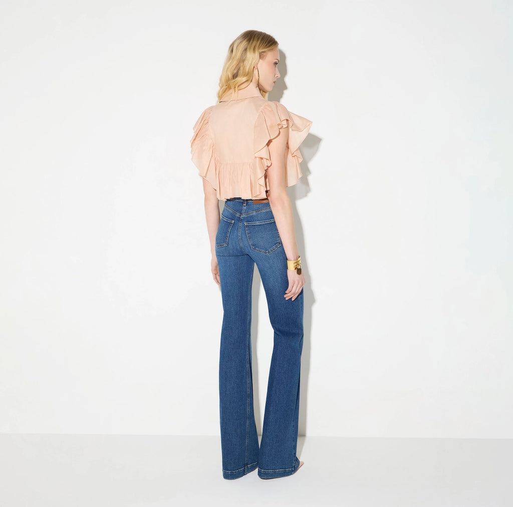 ELS-CA18666 NUDE FRILL LOGO BLOUSE