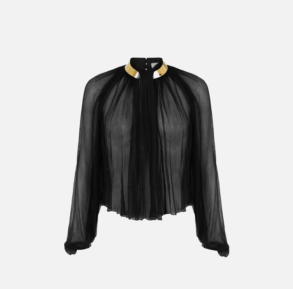 ELS-CA18966 BLACK CREPON JEWEL BLOUSE