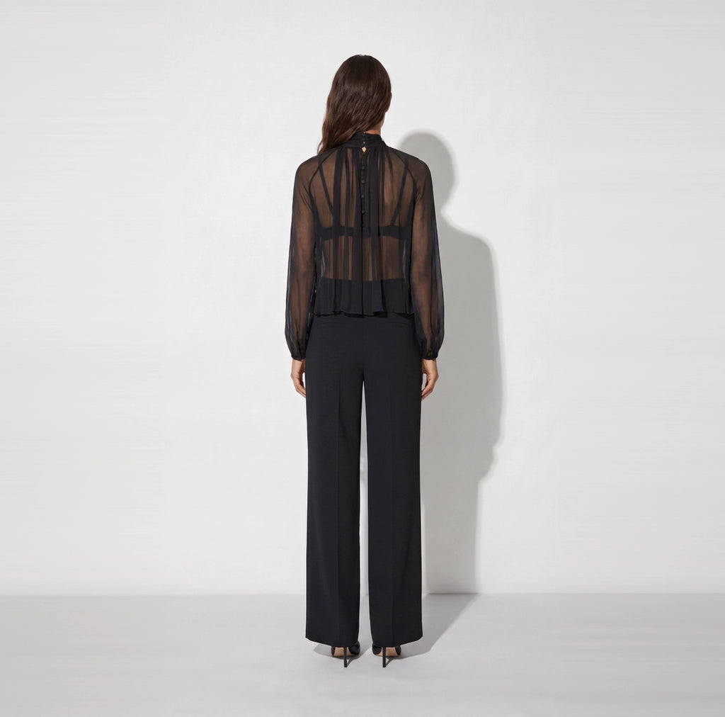 ELS-CA18966 BLACK CREPON JEWEL BLOUSE