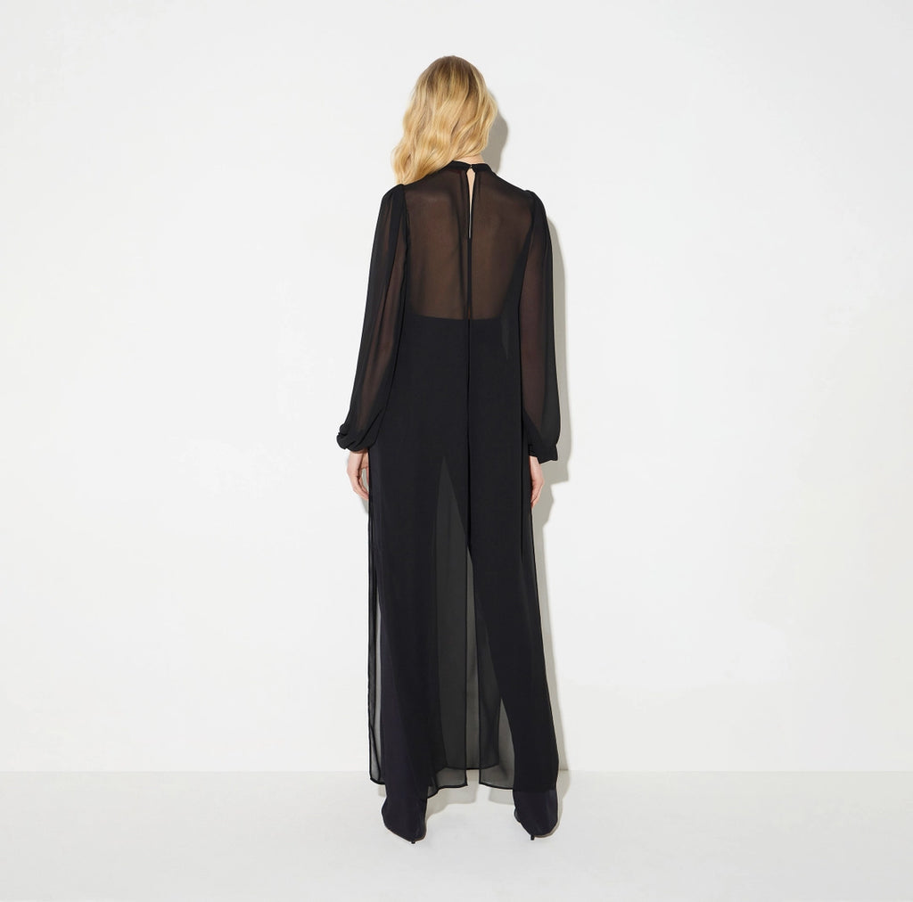 ELS-CA20867 BLACK GEORGETTE BLOUSE
