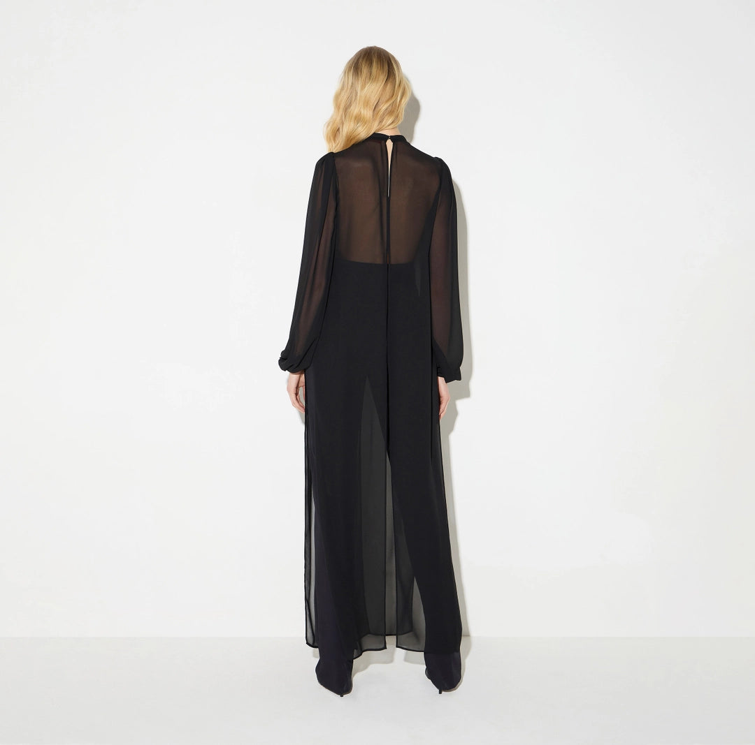 ELS-CA20867 BLACK GEORGETTE BLOUSE