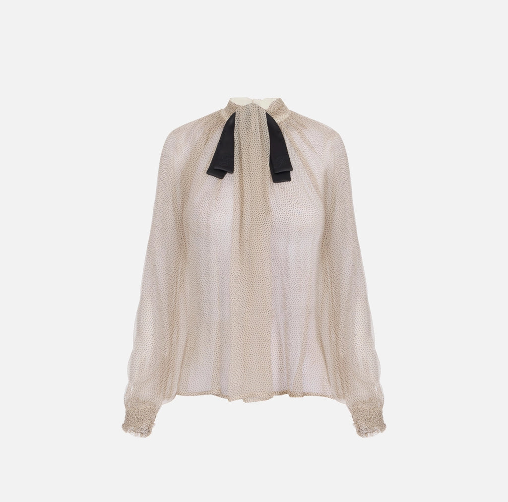 ELS-CA20967 CREAM POLKA DOT BLOUSE