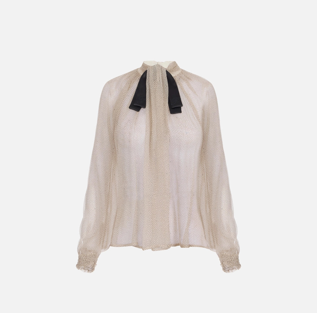 ELS-CA20967 CREAM POLKA DOT BLOUSE