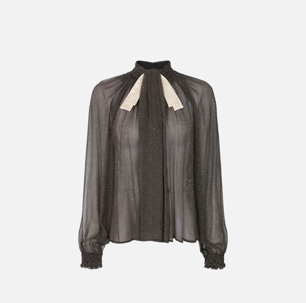 ELS-CA20967 BLACK POLKA DOT BLOUSE
