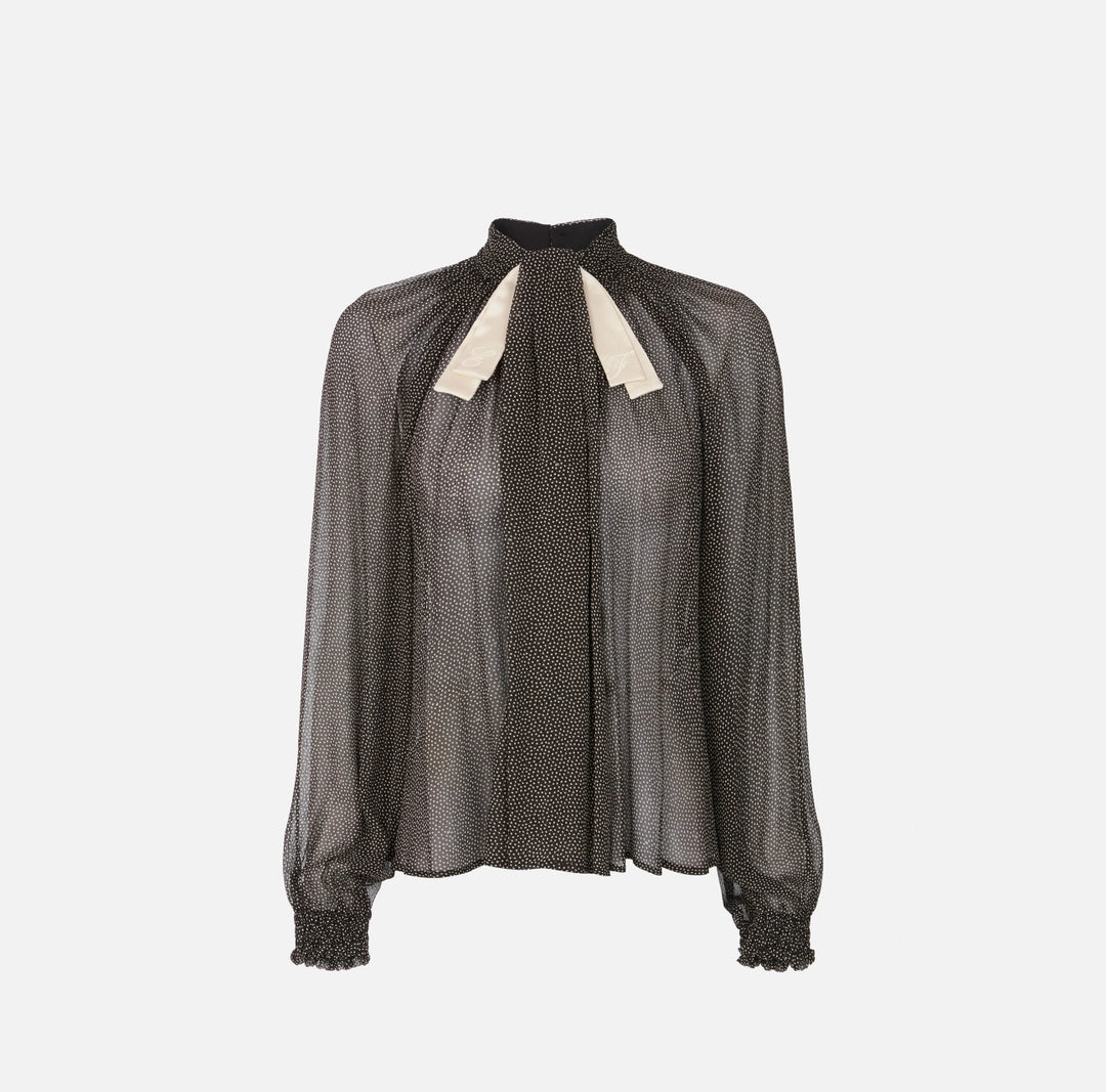 ELS-CA20967 BLACK POLKA DOT BLOUSE