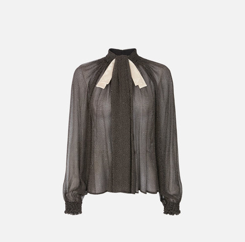 ELS-CA20967 BLACK POLKA DOT BLOUSE