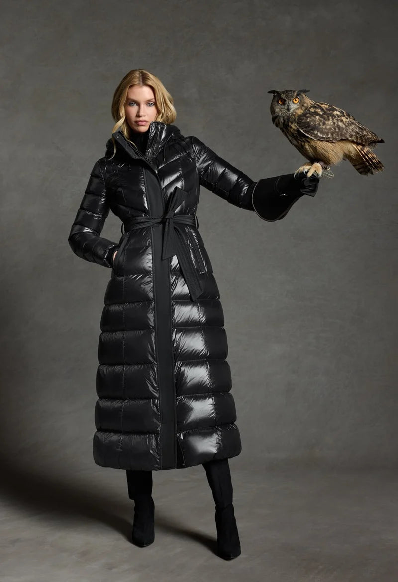 MKG-CALINA-RZ BLACK LONG BELTED COAT