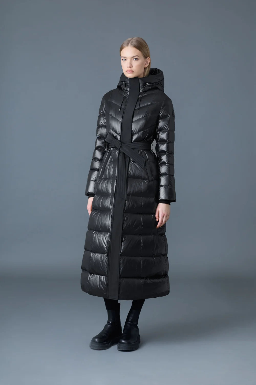 MKG-CALINA-RZ BLACK LONG BELTED COAT