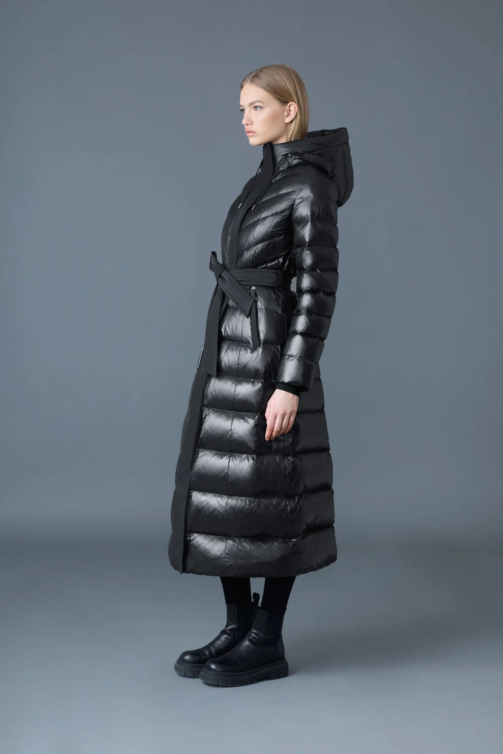 MKG-CALINA-RZ BLACK LONG BELTED COAT