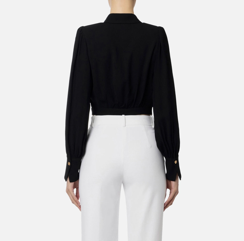 ELS-CAT2541E2 BLACK BUTTON BLOUSE