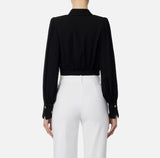 ELS-CAT2541E2 BLACK BUTTON BLOUSE