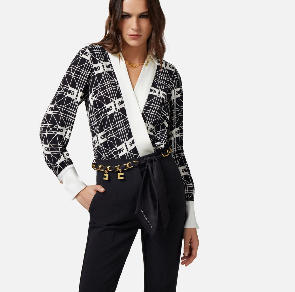 ELS-CBS0241E2 WHITE AND BLACK WRAPOVER