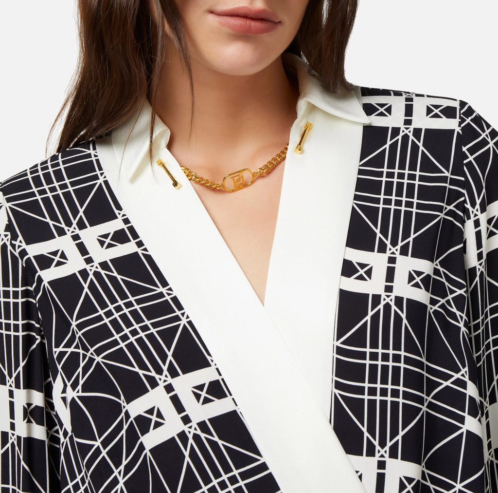 ELS-CBS0241E2 WHITE AND BLACK WRAPOVER